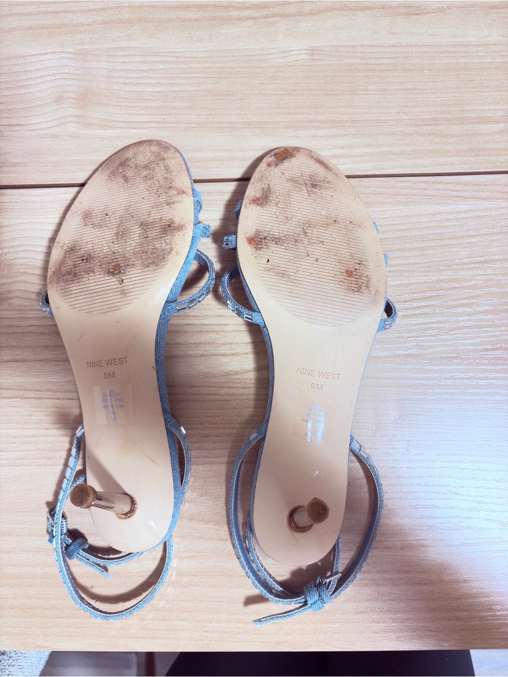 Nine West Powder Denim Blue Crystal Strap Sandals - Picture 11 of 11